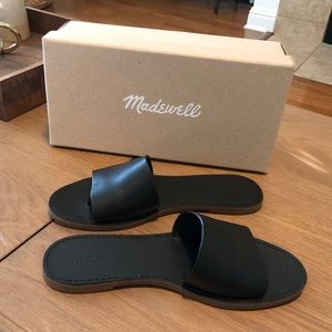 NWT Madewell Boardwalk Black Slides Size 8.5